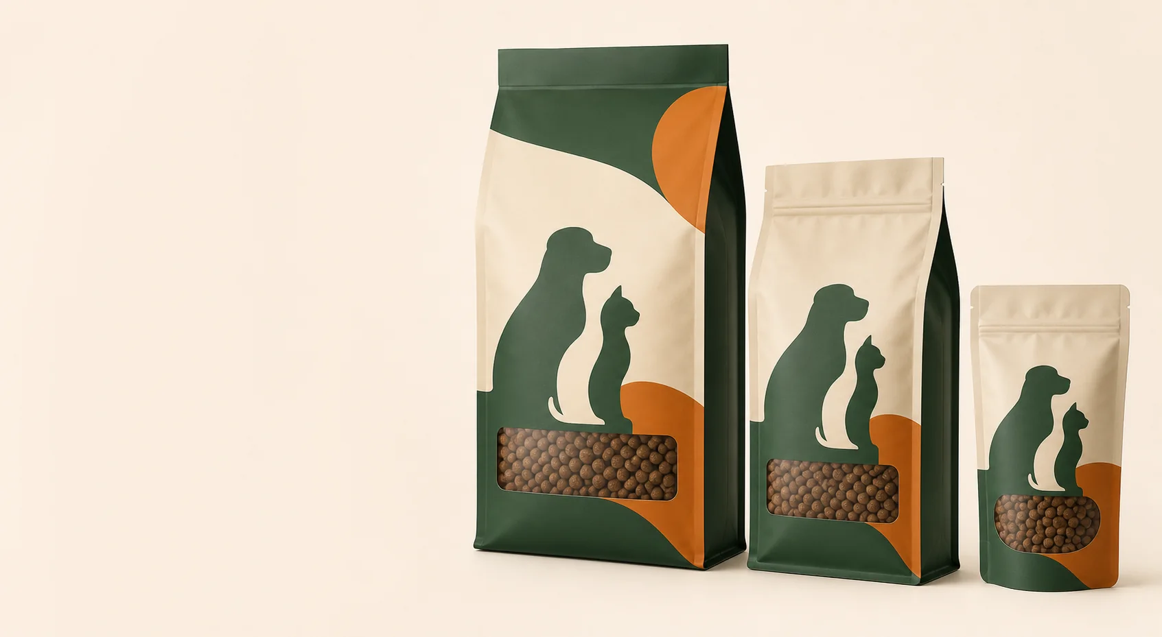 Custom printed dry pet food packaging bags