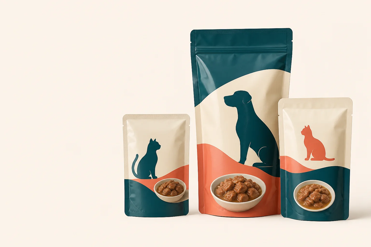 Wet cat food pouch examples