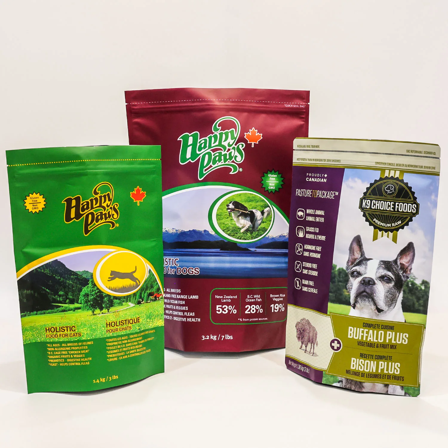 Custom printed pet food bags for quality review